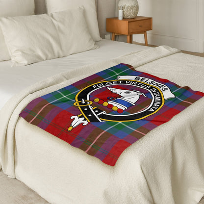 Scottish Clan Belshes Crest Tartan Throw Blanket - Living Stone Gifts