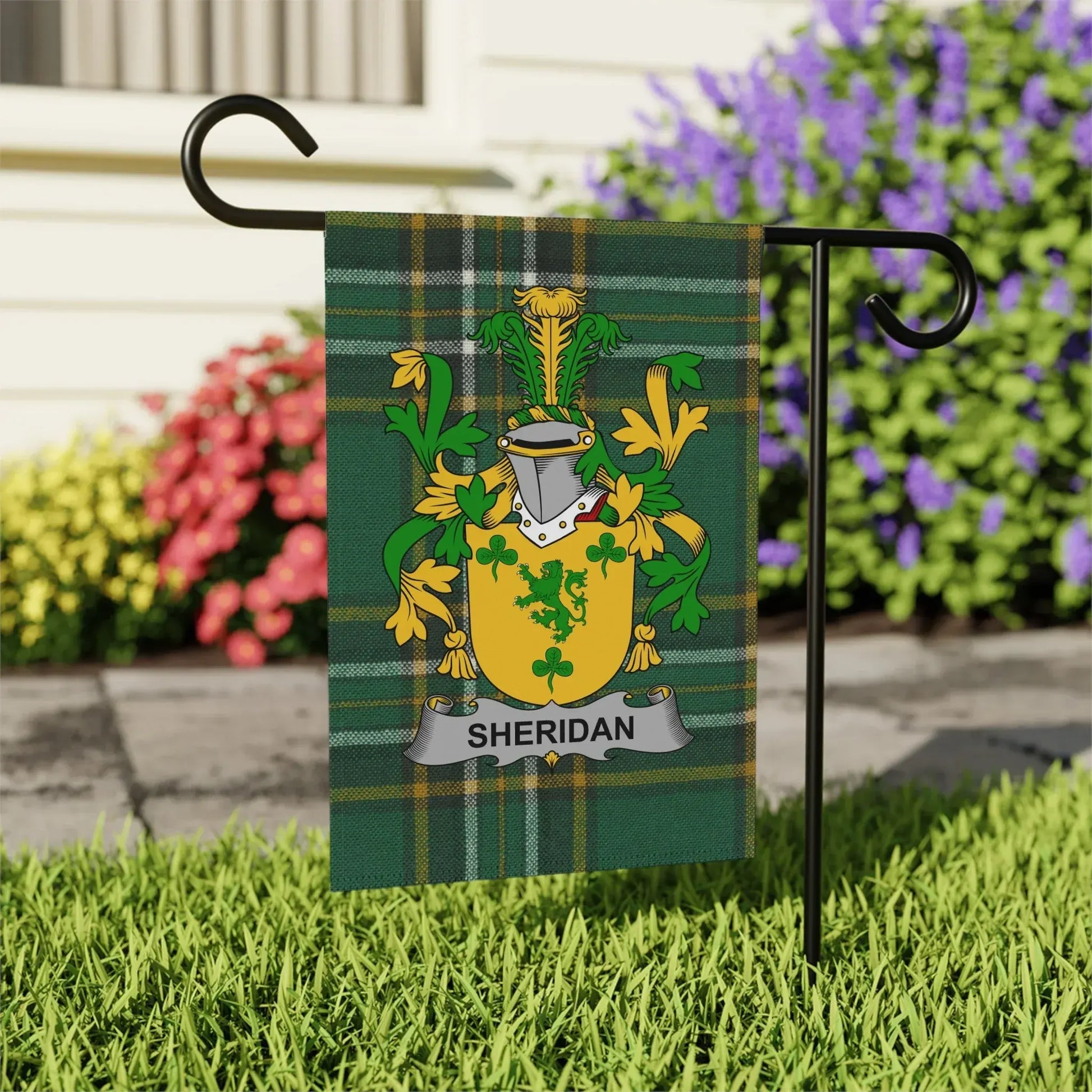 Custom Sheridan Family Crest Garden Flag product