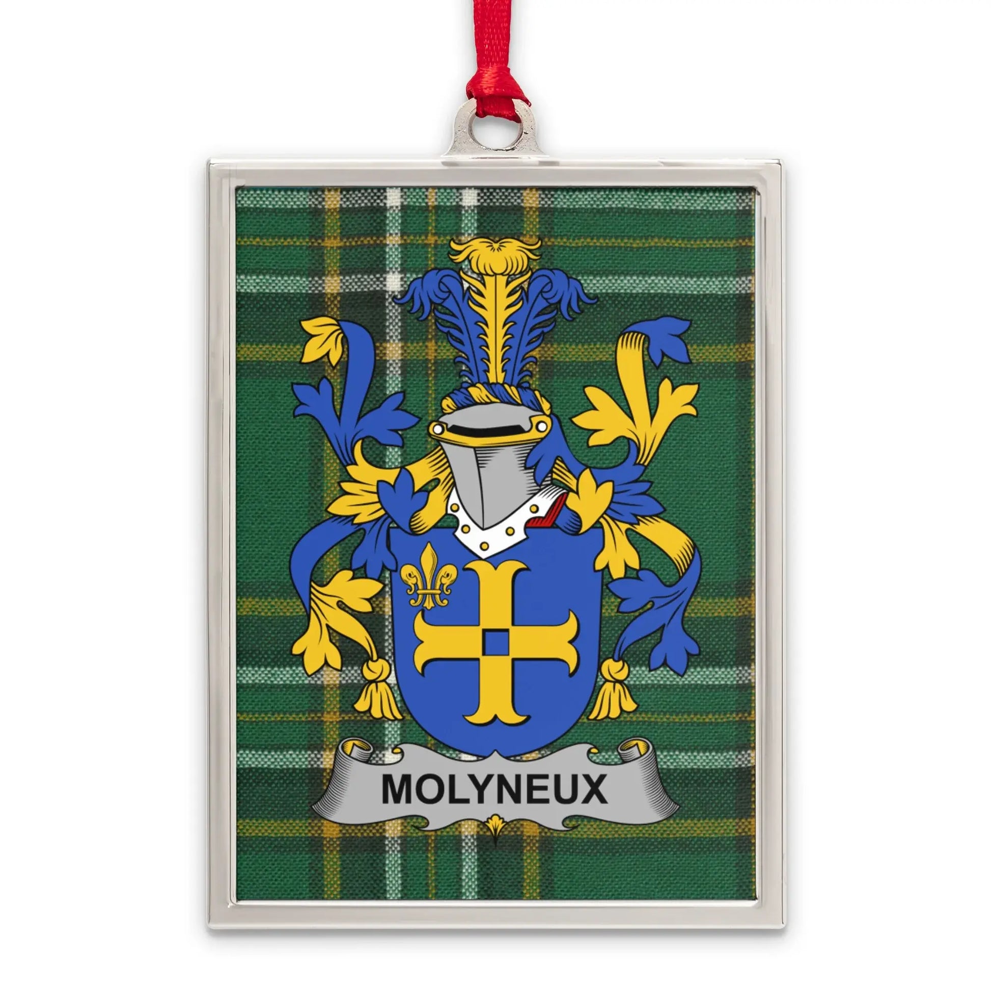 Molyneux Family Crest Tartan Background Hanging product
