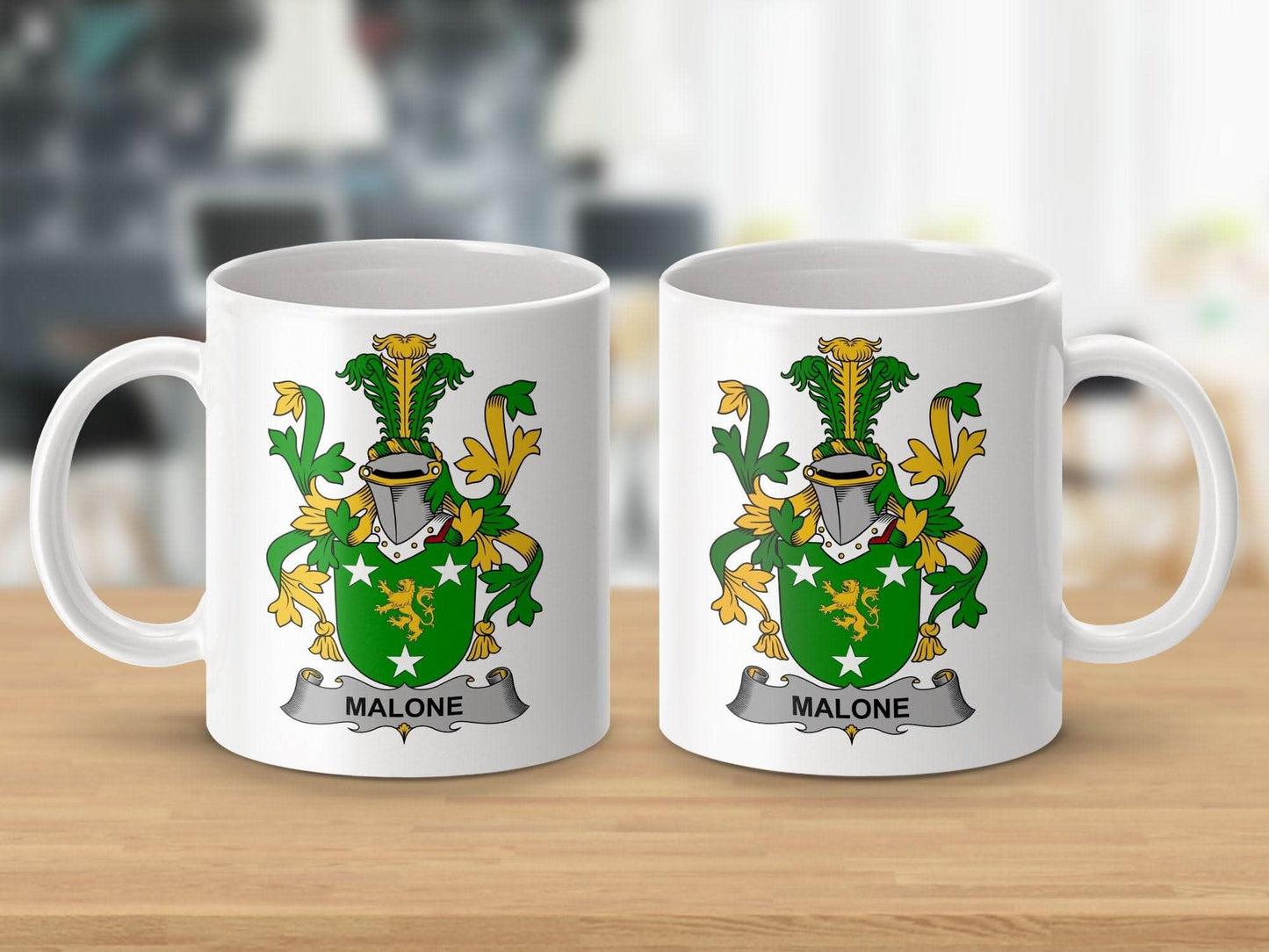 Malone Surname Irish Family Coat of Arms Mug - Celtic Ancestry Gifts