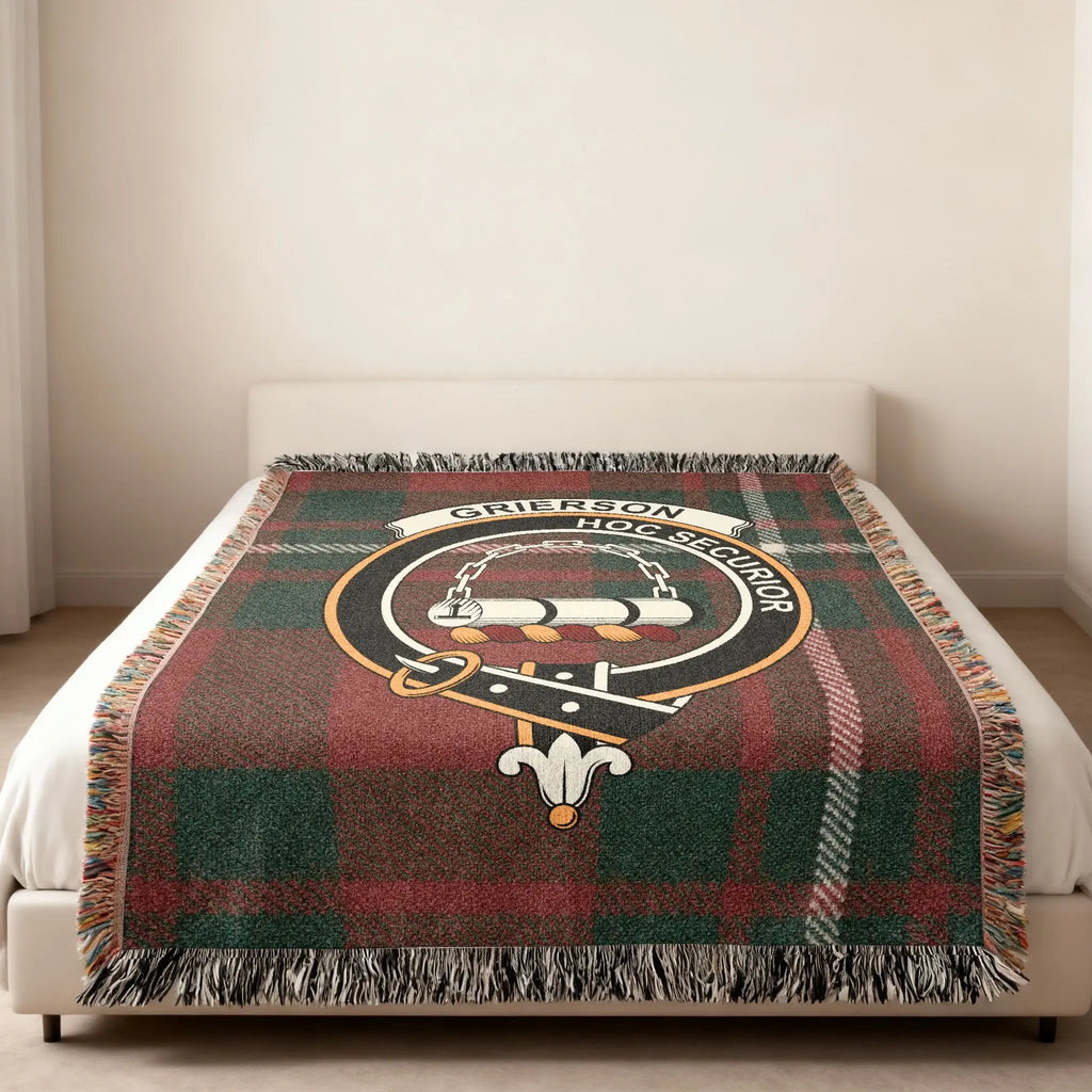 Grierson Crest Wrapped Tartan Plaid Design Blanket