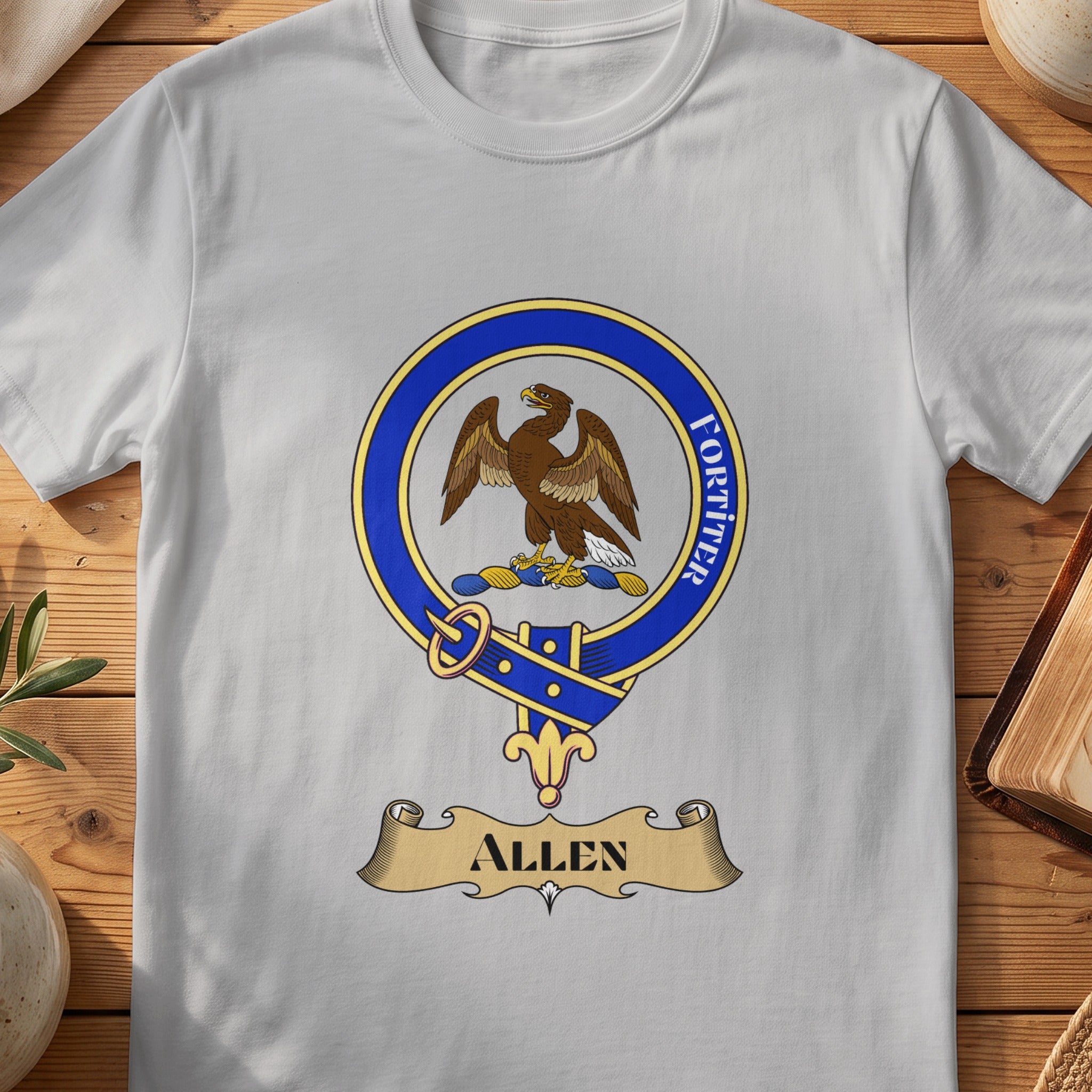 Allen Scottish clan crest T-shirt in Sport Grey