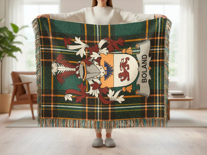 Boland Clan Crest Dark Plaid Pattern Blanket product type