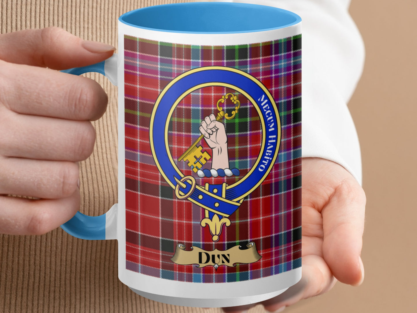 Clan Fergusson Scottish Tartan Crest Dun Mug - Living Stone Gifts