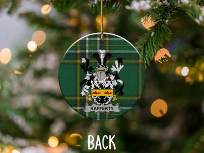 Personalized Rafferty Family Crest Christmas Ornament product type