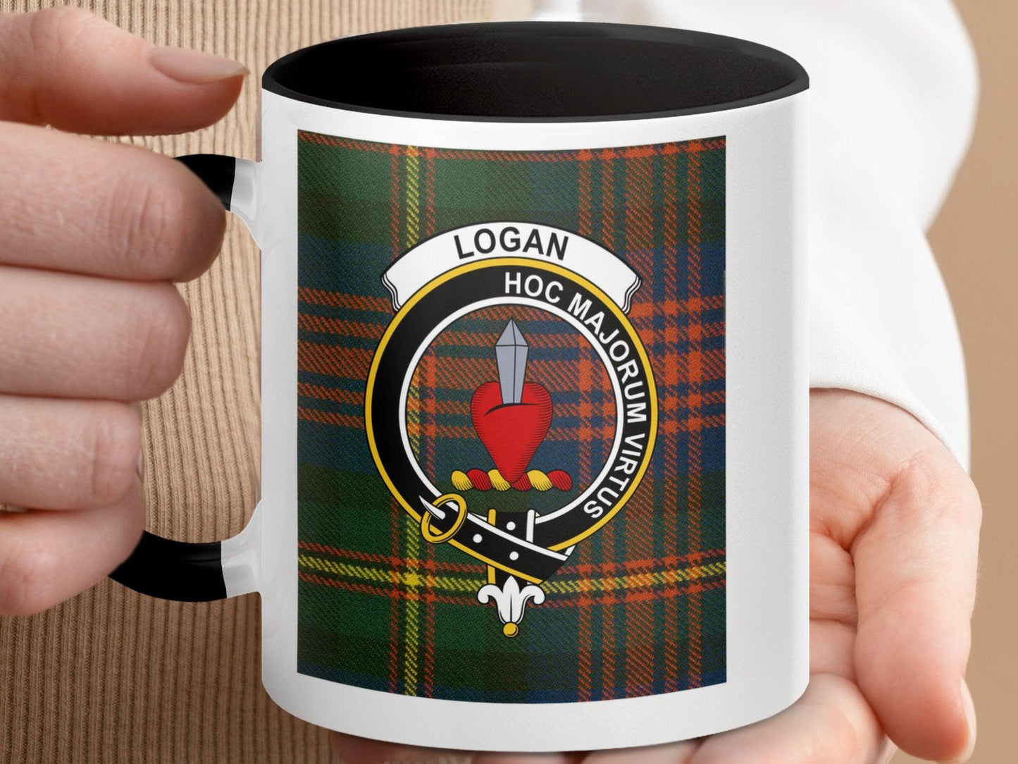 Scottish Clan Logan Tartan Crest Design Coffee Mug - Living Stone Gifts