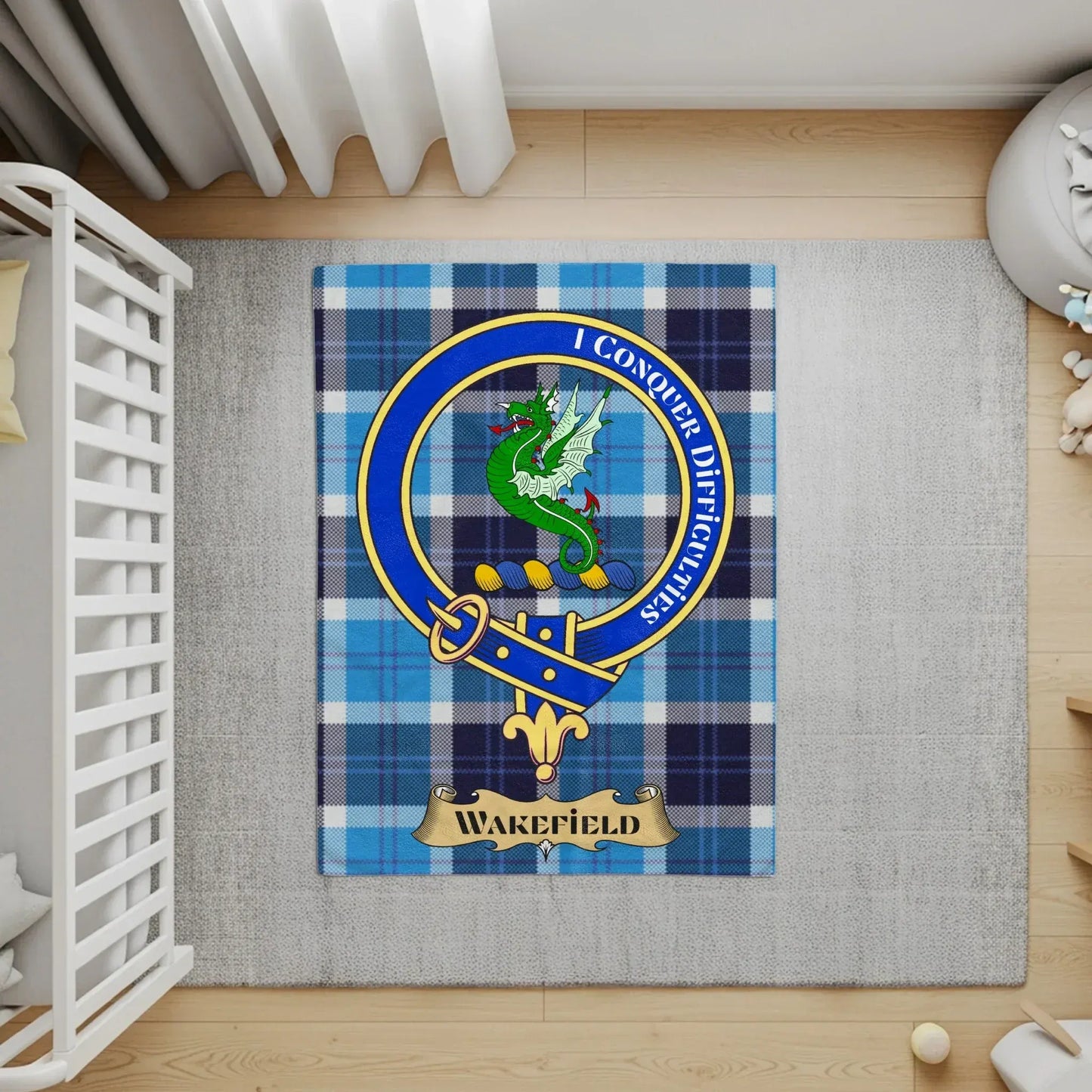 I Conquer Difficulties Crest Wakefield Rug product
