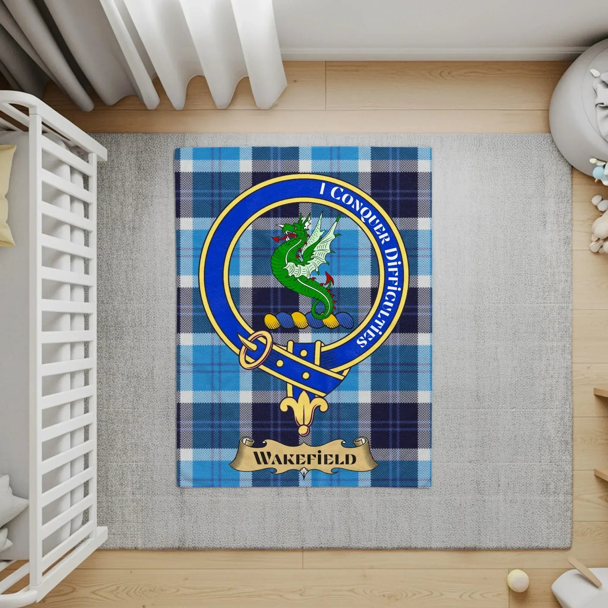 I Conquer Difficulties Crest Wakefield Rug product