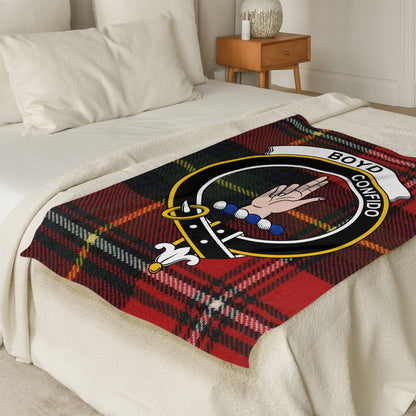 Scottish Clan Boyd Crest Tartan Throw Blanket - Living Stone Gifts