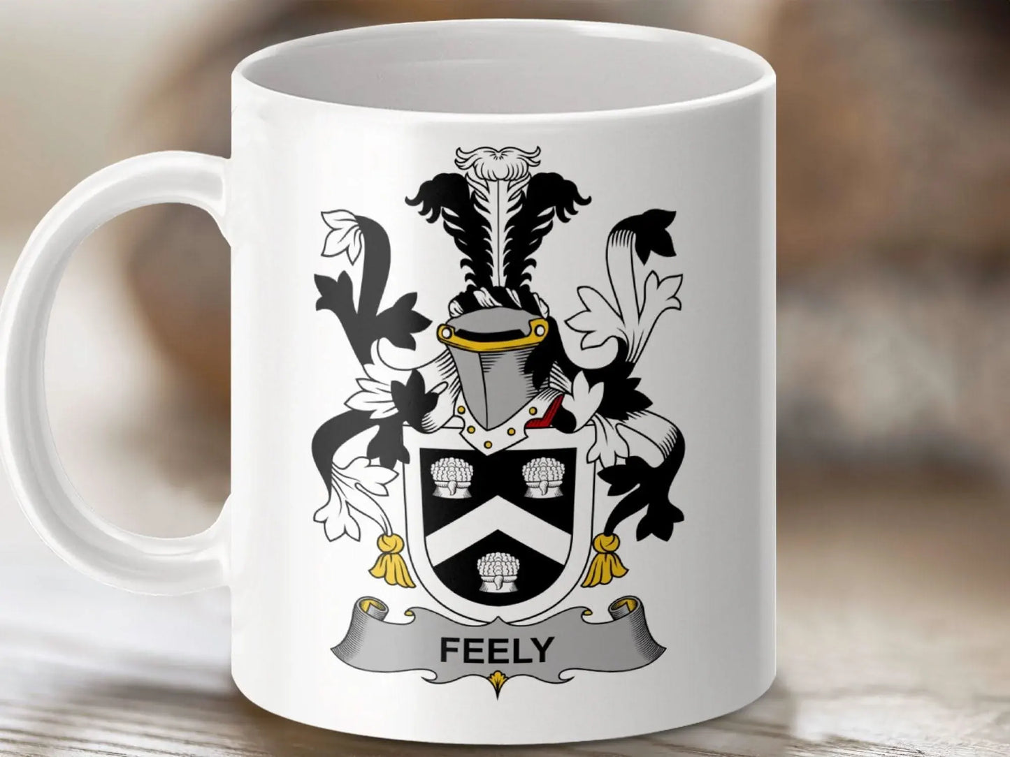 Feely Surname Irish Family Crest Mug - Celtic Ancestry Gifts