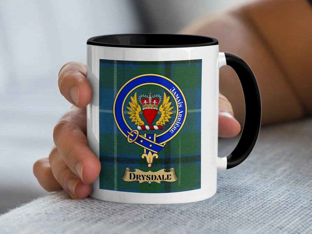 Drysdale tartan mug with a coloured accent handle and interior