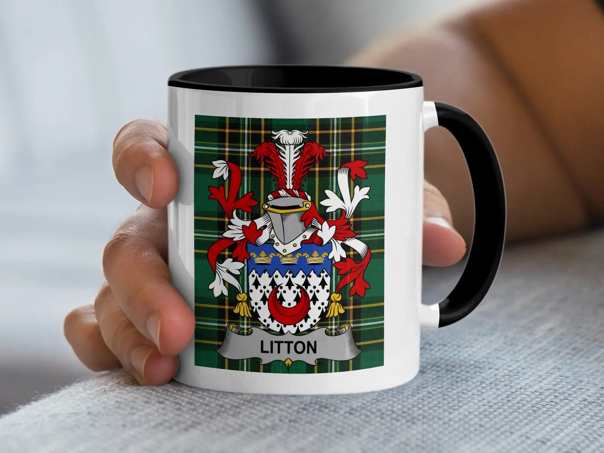 Litton Irish family crest black accent mug