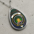 Dundas clan Scottish tartan necklace with clan crest and Essayez motto on tartan background