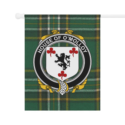 House of O'Molloy Crest on Green Tartan Flag
