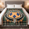 MacCostello Irish National Tartan woven blanket with family crest emblem