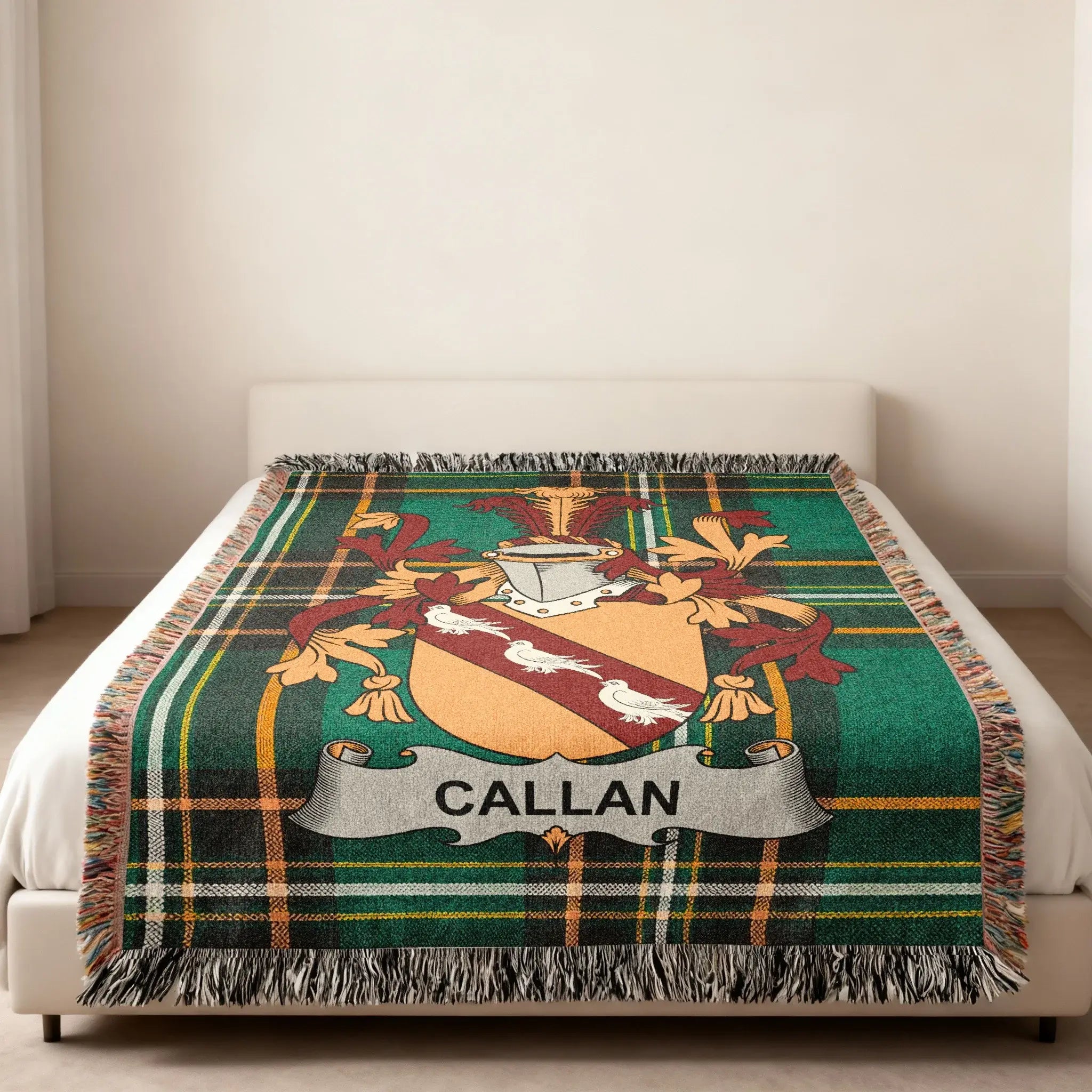Callan Family Crest Green Plaid Pattern Blanket product type