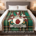 Devaney Family Crest Green Plaid Tartan Throw