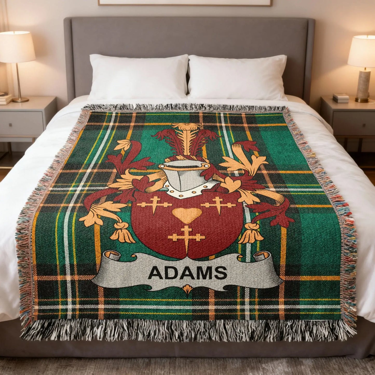 Adams Family Crest Tartan Plaid Pattern Blanket product type