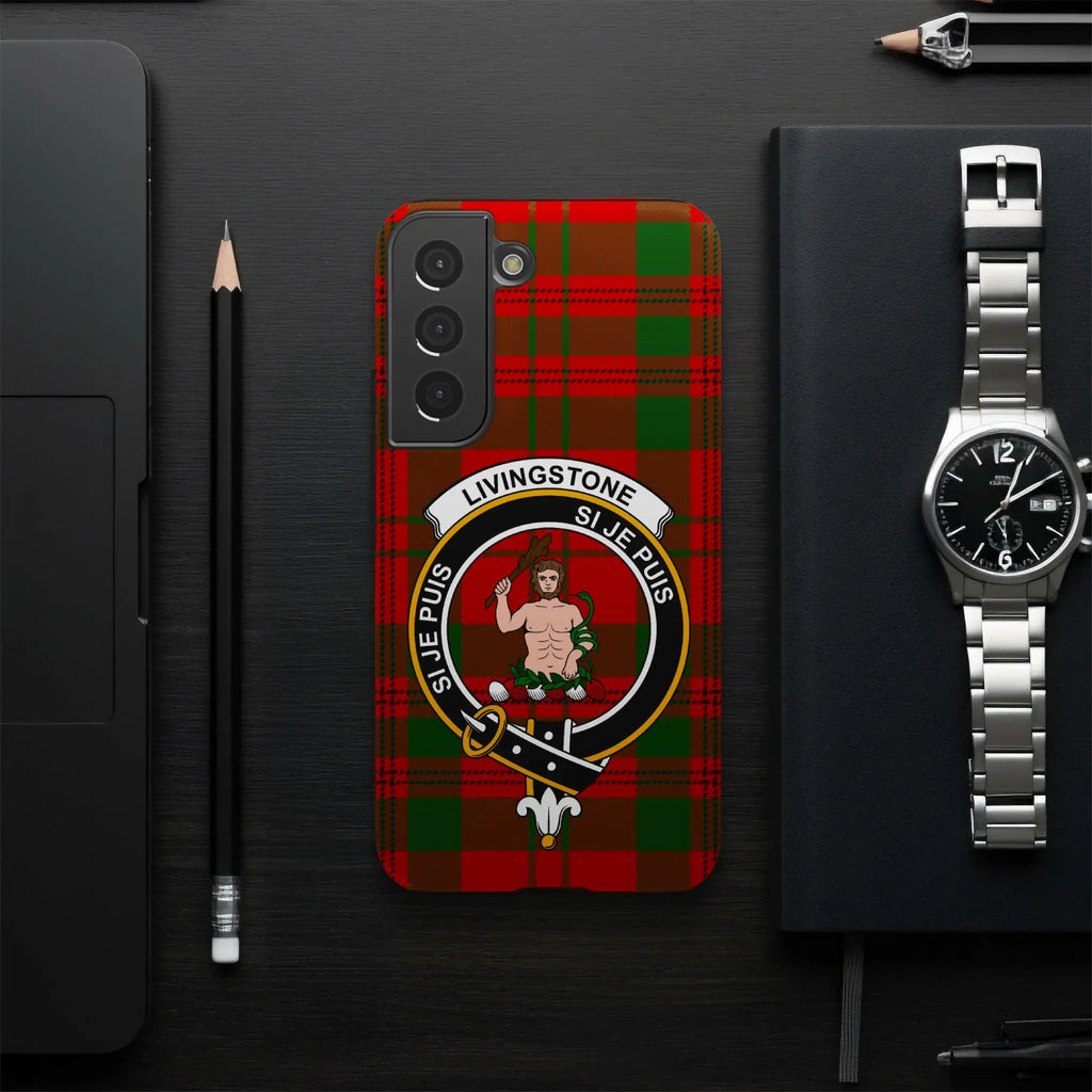 Clan Livingstone tartan phone case — Samsung Galaxy fit, slim impact-resistant glossy case