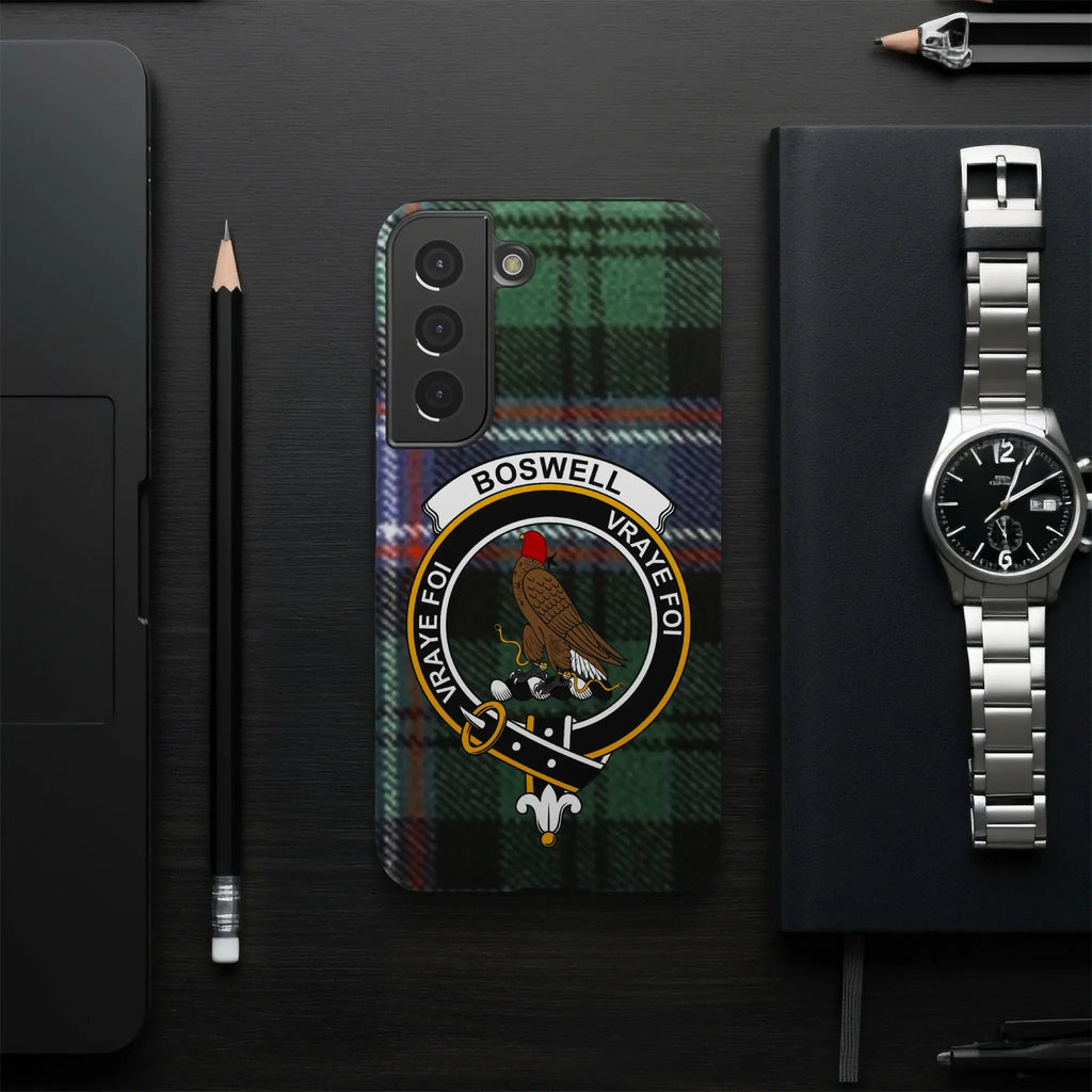 Boswell vraye foi tartan pattern phone case — Samsung variant, clan crest design