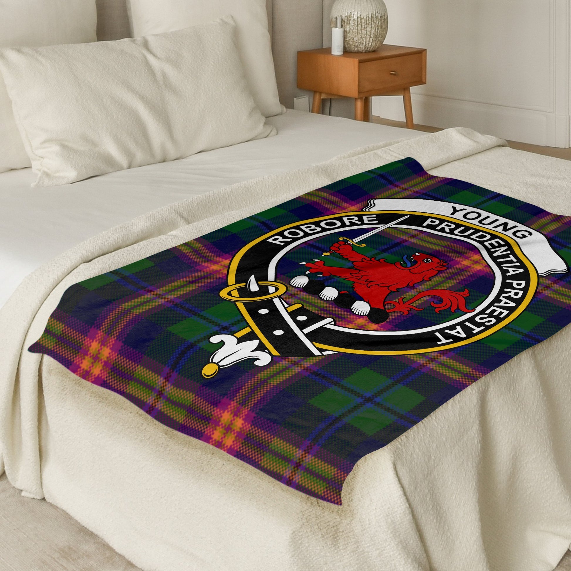 Scottish Clan Young Tartan Symbol Throw Blanket - Living Stone Gifts