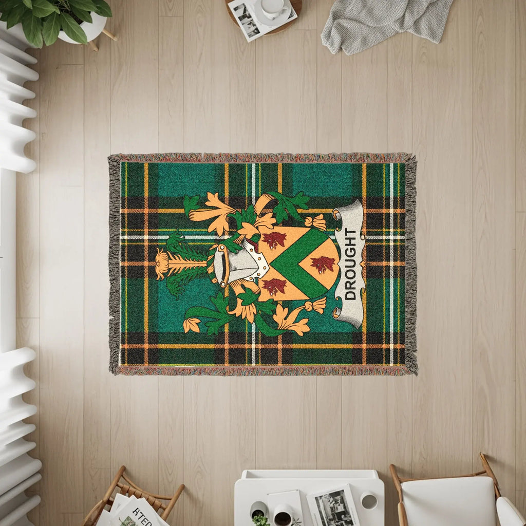 Drought Family Crest Green Plaid Tartan Throw product type