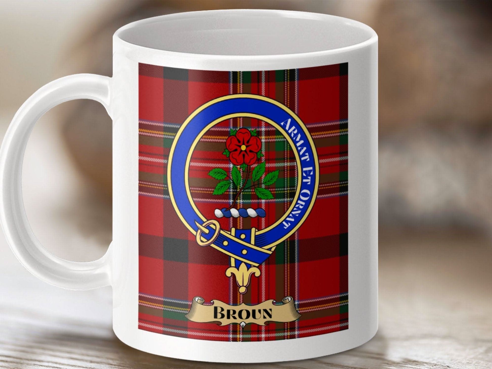 Broun Clan Crest Plaid Design Coffee Mug product