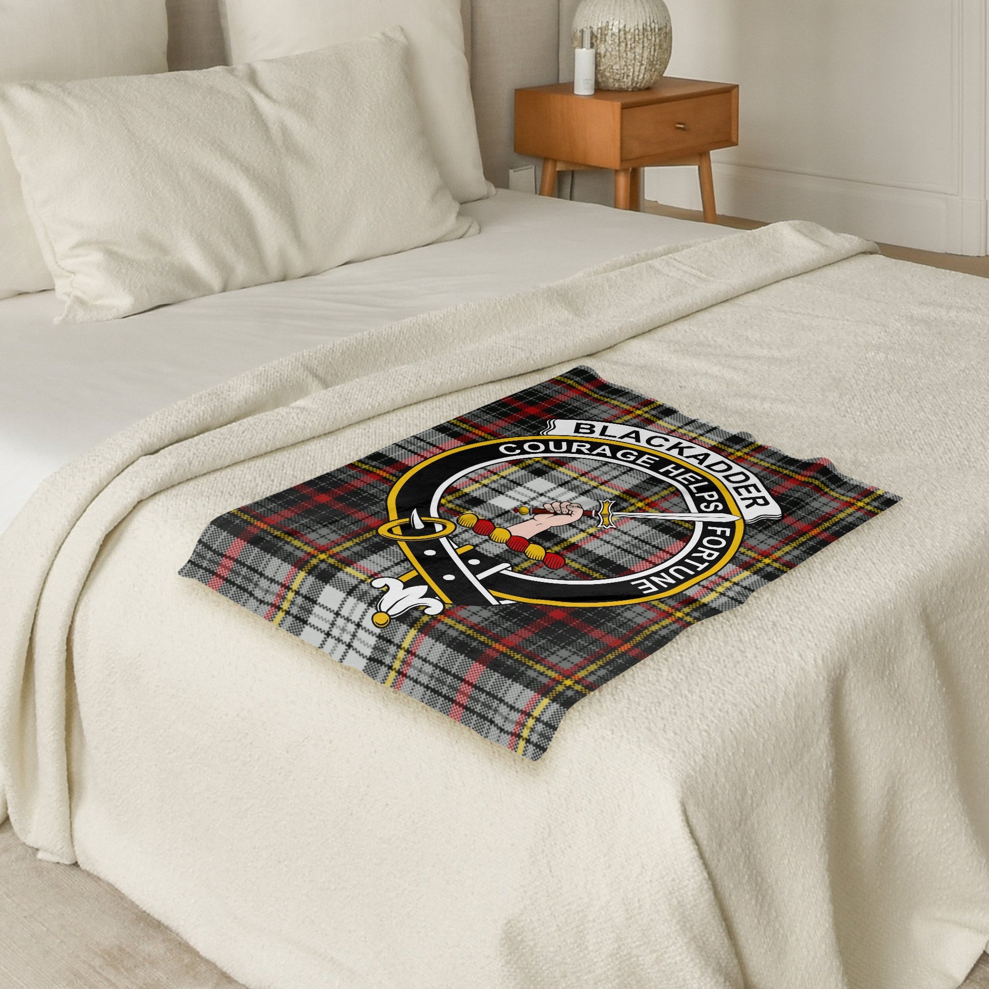 Scottish Clan Blackadder Crest Tartan Throw Blanket - Living Stone Gifts