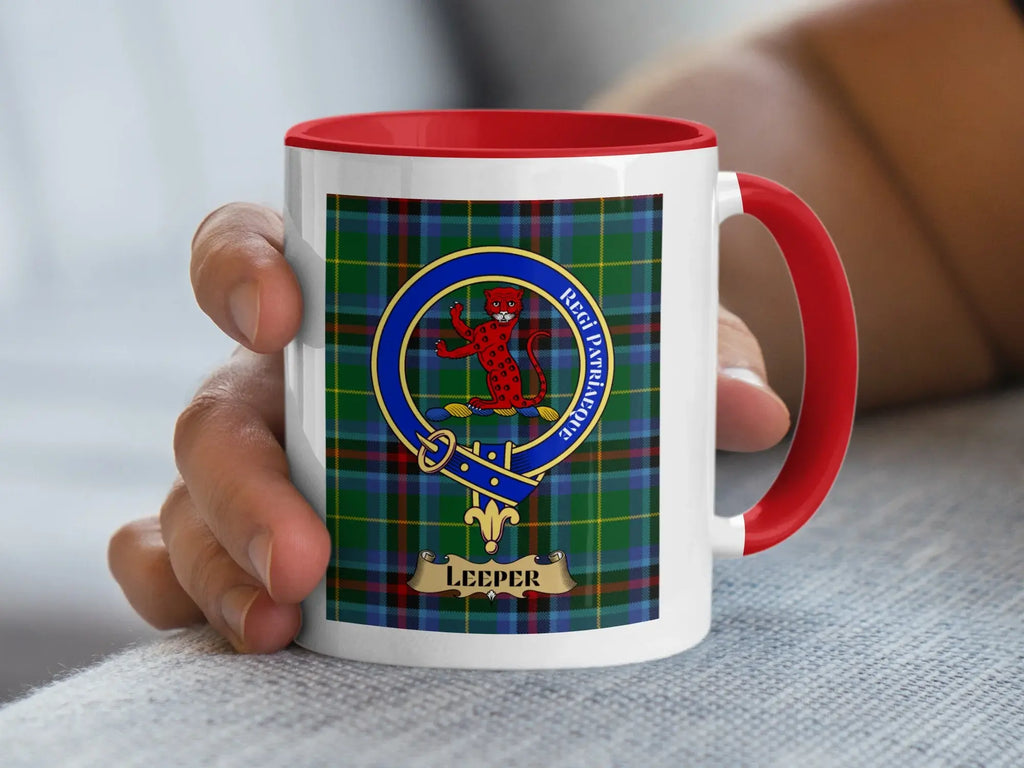 Clan Leeper Tartan Plaid Crest Emblem Mug