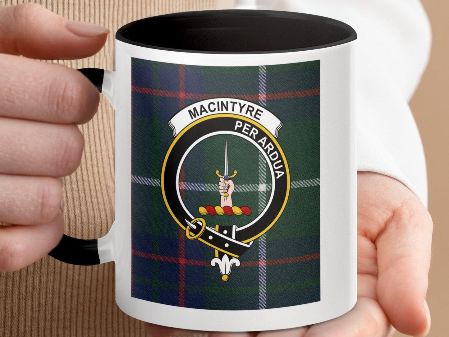 MacIntyre Crest Clan Tartan Scottish Plaid Pattern Mug - Living Stone Gifts