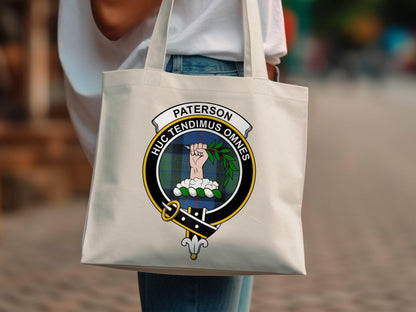 Paterson Scottish Clan Crest Tartan Tote Bags - Celtic Ancestry Gifts