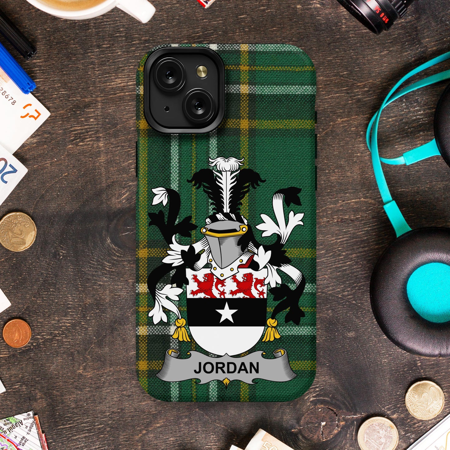 Jordan surname Family Crest Cell Phone Cover - Celtic Ancestry Gifts