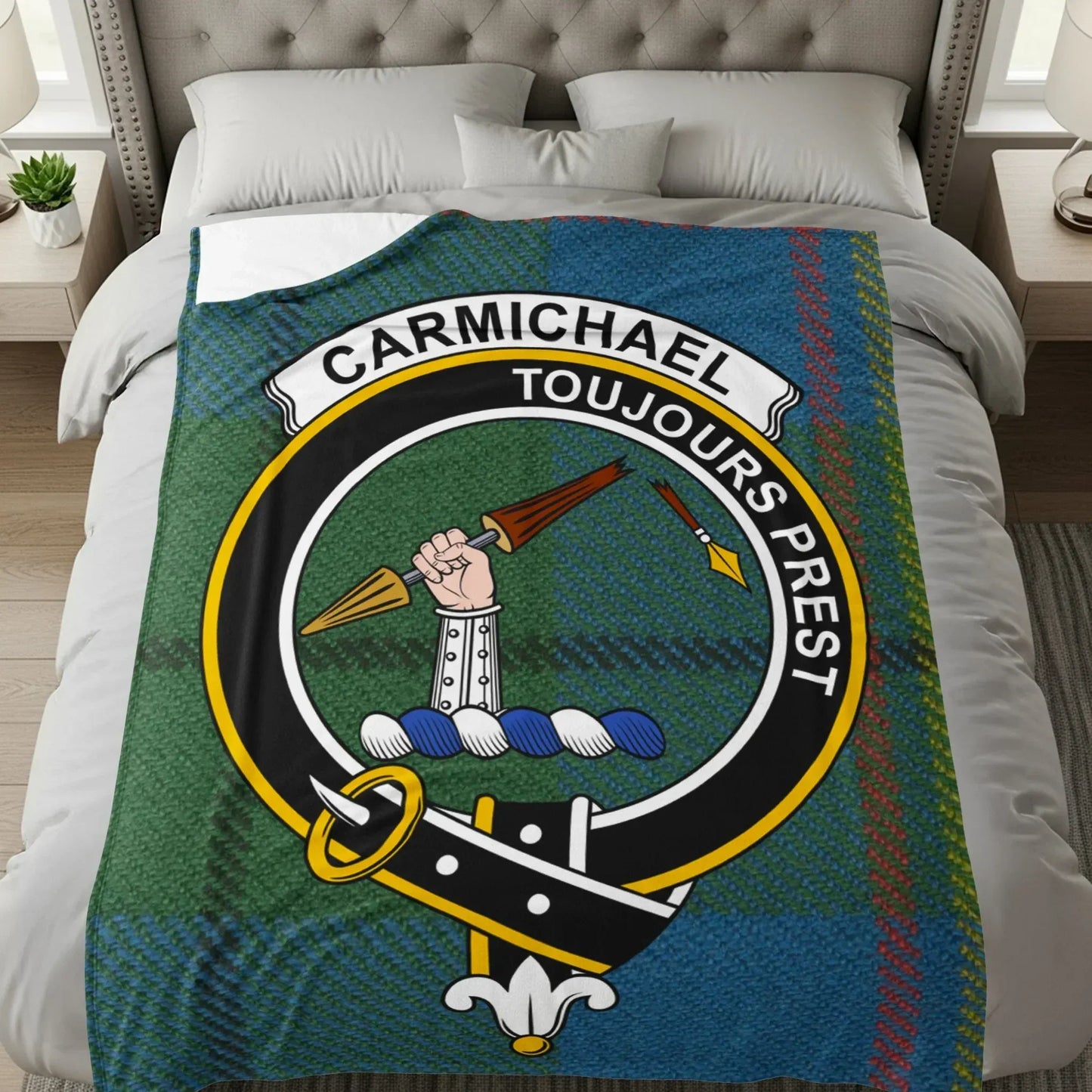 Vintage Clan Crest Blanket Carmichael Tartan Fleece product