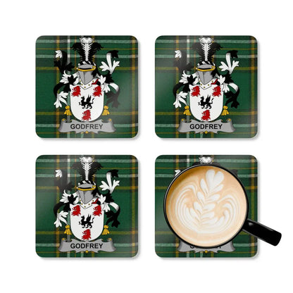 Godfrey Family Crest Plaid Design Coaster Set product
