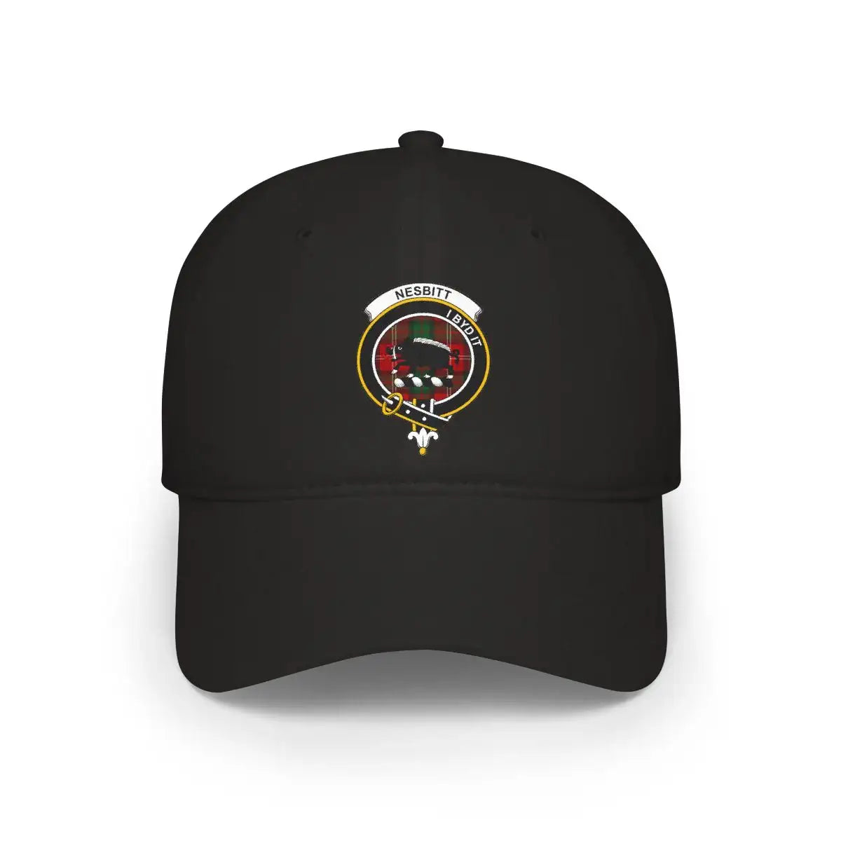 Black Baseball Cap with Nesbitt Family Crest Design