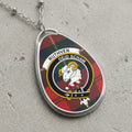 Tartan oval pendant necklace with clan crest "Ruthven Deid Schaw" and a ram.