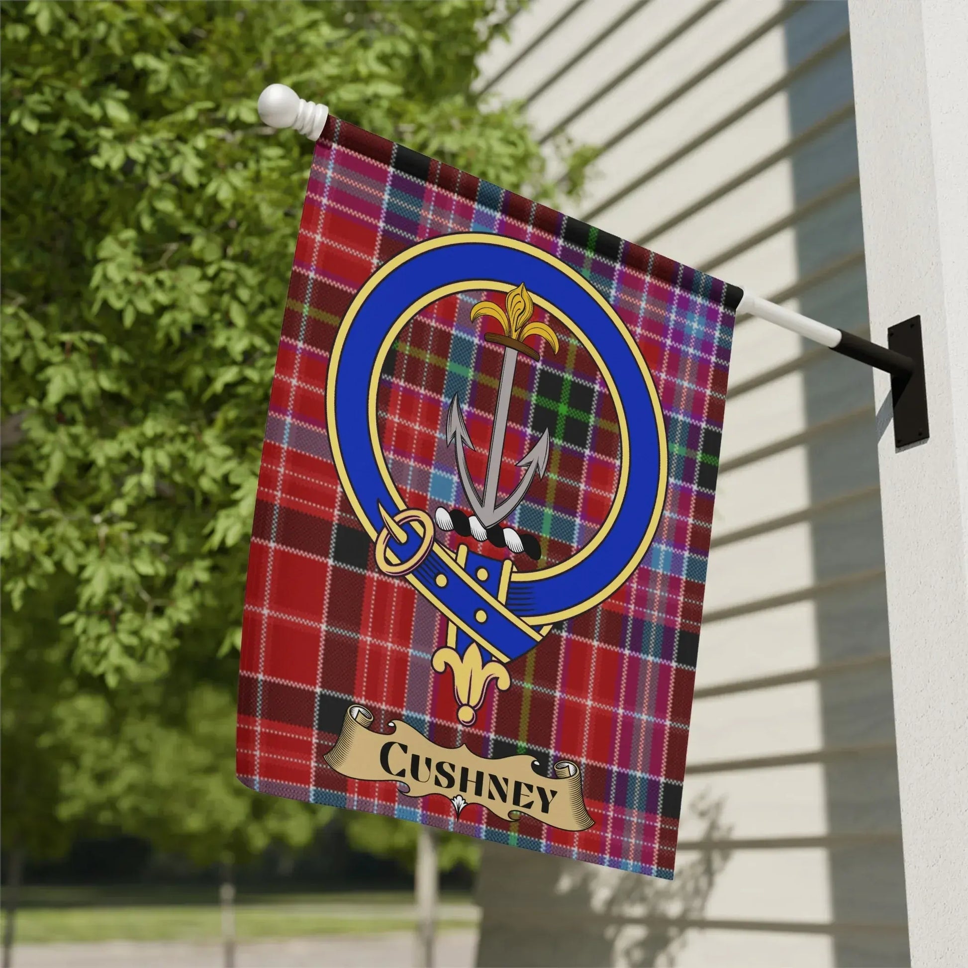 Cushney Clan Crest Plaid Design Garden Flag product