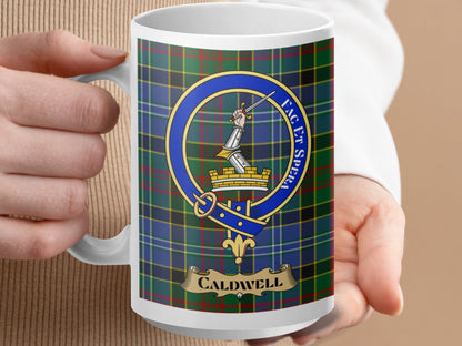 Caldwell Family Crest Scottish Tartan Mug - Living Stone Gifts