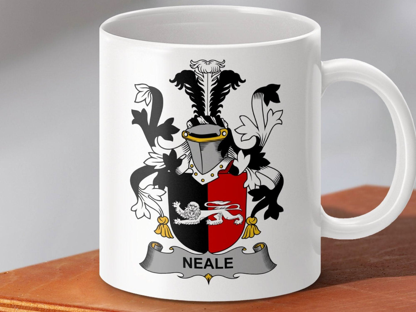Neale Family Crest Coat of Arms Emblem Mug - Celtic Ancestry Gifts