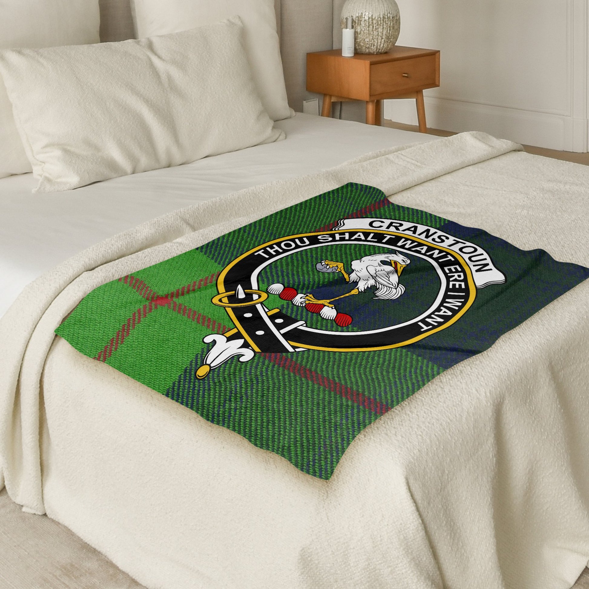 Cranstoun Clan Crest Scottish Tartan Throw Blanket - Living Stone Gifts