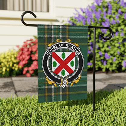 House of Keating Plaid Crest Garden Flag