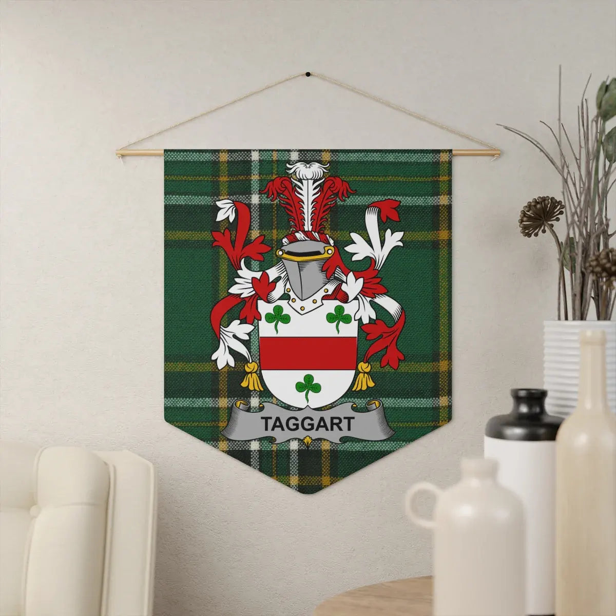 Taggart Family Crest Plaid Background Wall Hanging product