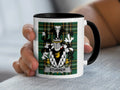 Stubber Irish family crest black accent mug with Irish National Tartan