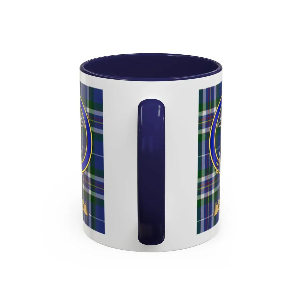 Veitch clan crest mug shown in 11 oz and 15 oz sizes