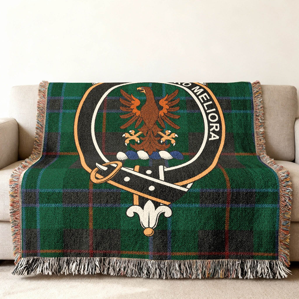 Clan Sandilands Spero Meliora tartan woven blanket — colourful plaid design, 80" x 60"