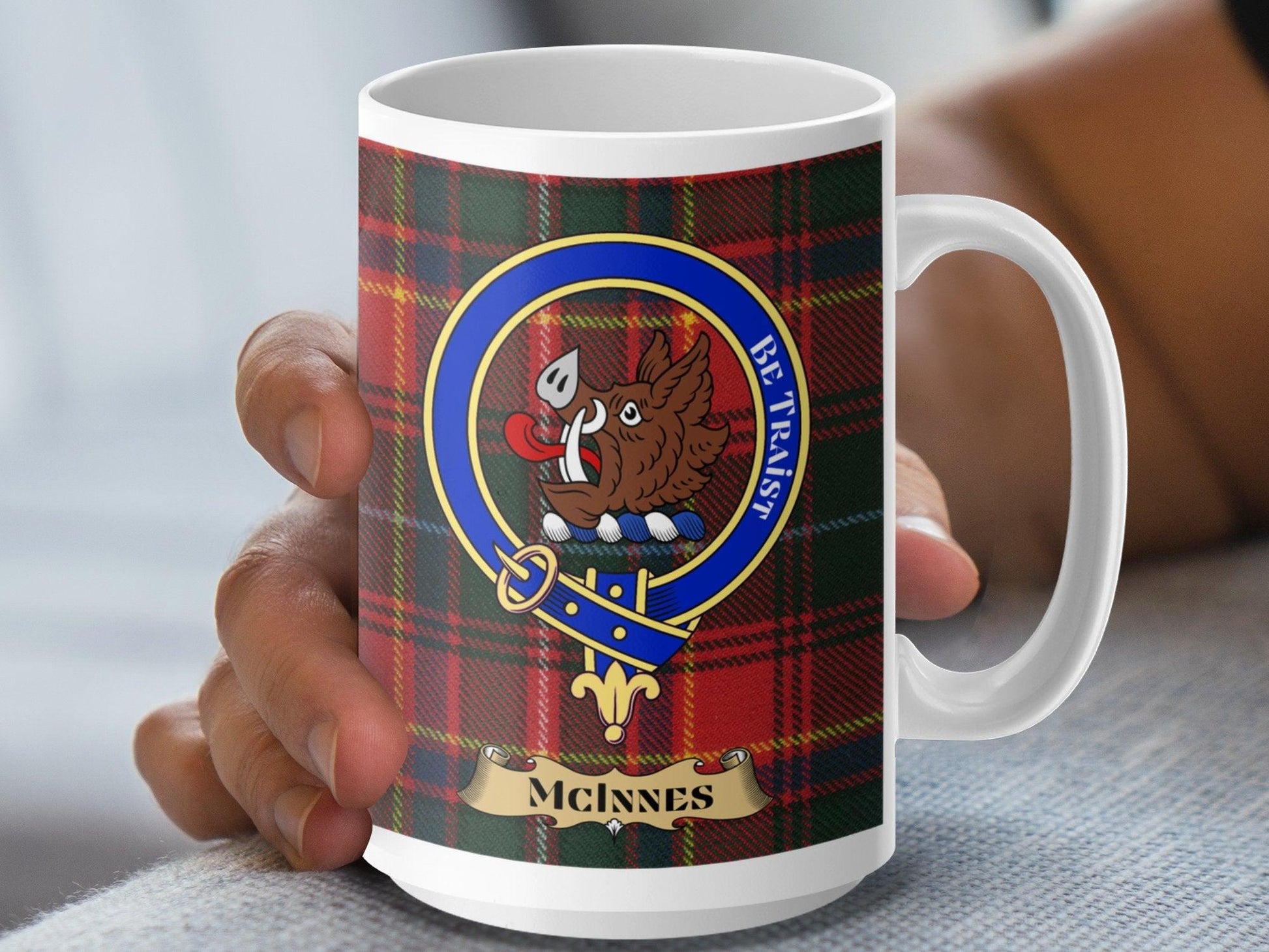 McInnes Clan Crest Scottish Tartan Plaid Design Mug - Living Stone Gifts