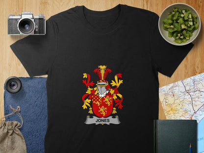 Jones Family Crest Coat of Arms T-Shirt Authentic Design