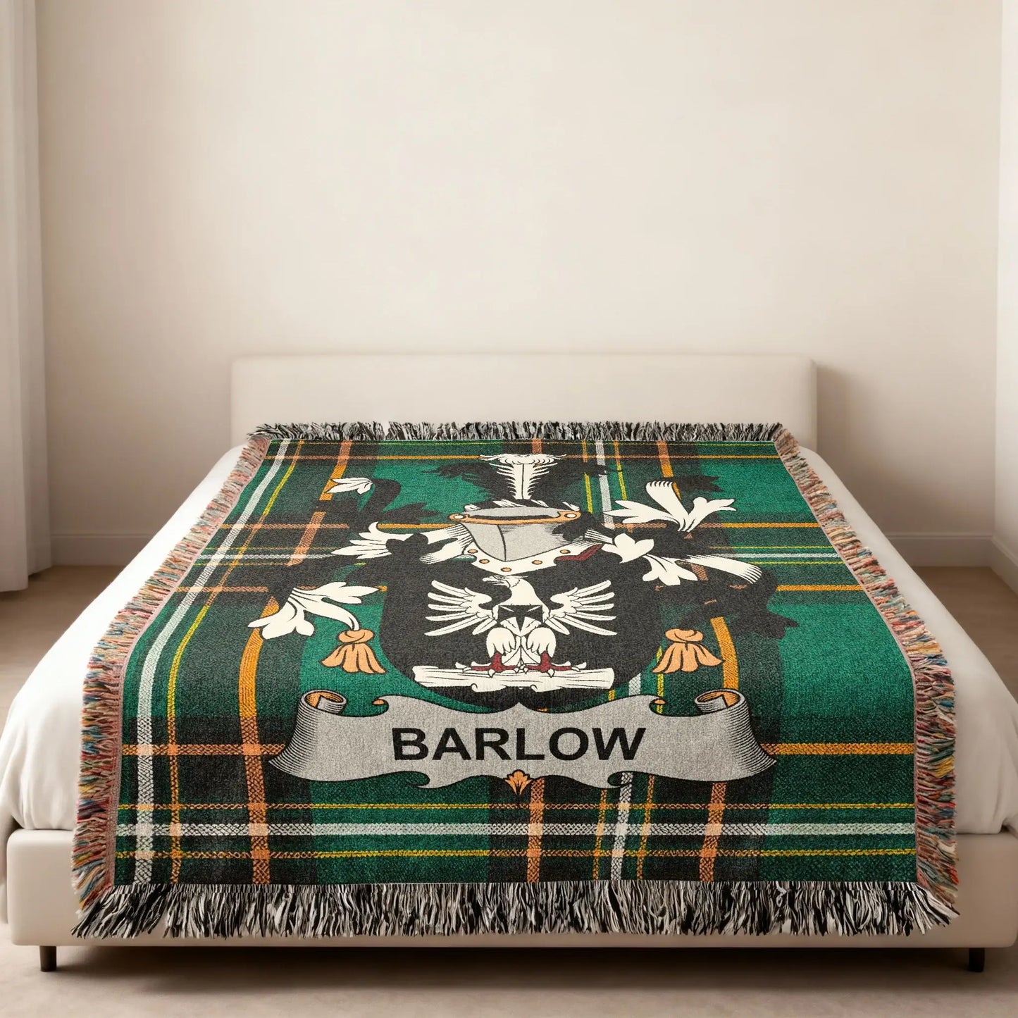 Barlow Family Crest Green Tartan Blanket product type