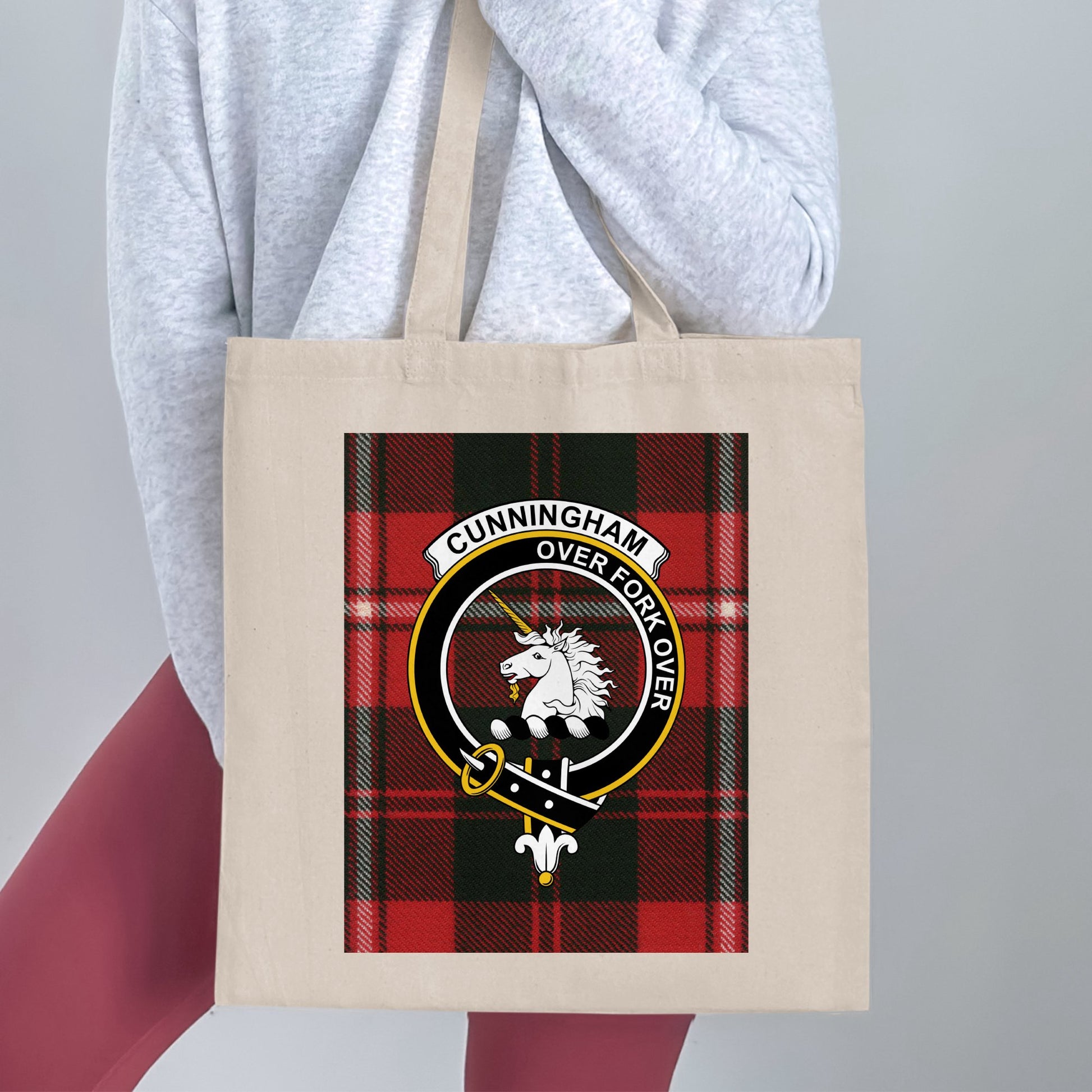 Cunningham over fork over scottish tartan tote bag - Living Stone Gifts