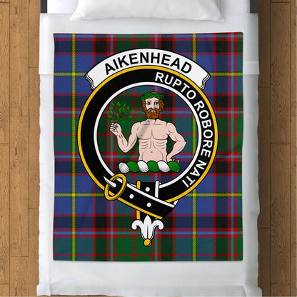 Scottish Clan Aikenhead Crest Tartan Throw Blanket - Living Stone Gifts